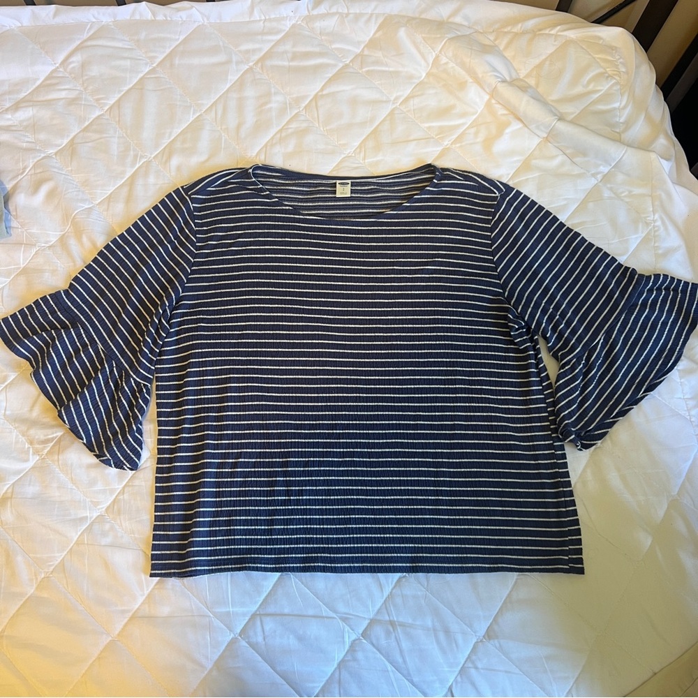 Old Navy Navy and White Striped Shirt